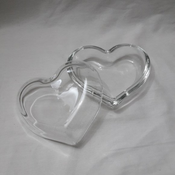 Other - Heart Trinket Dish Clear Glass with Cover